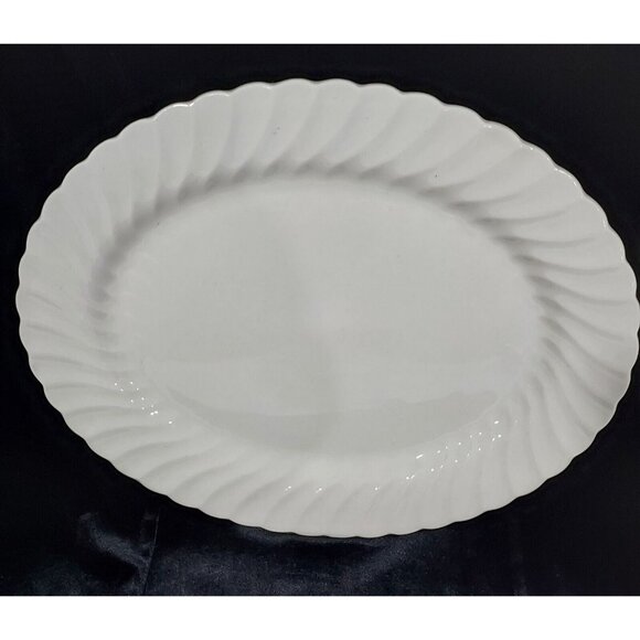 Johnson Brothers Other - Johnson Brothers Ironstone Snow White Regency 14" Scalloped Edge Oval Platter